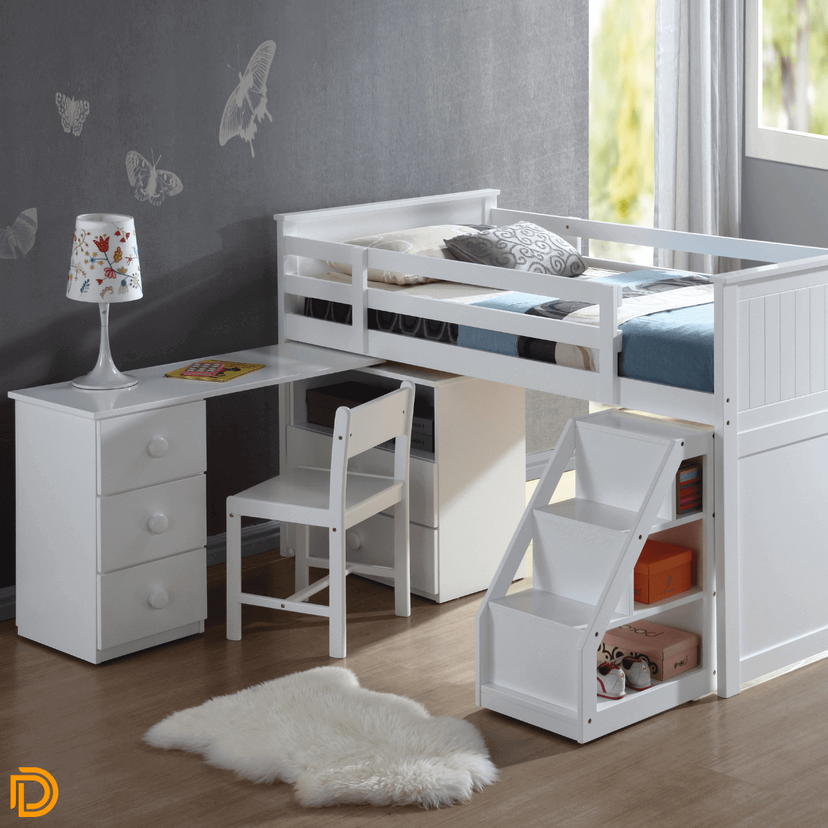 Wyatt Twin Loft Bed W/ Swivel Desk