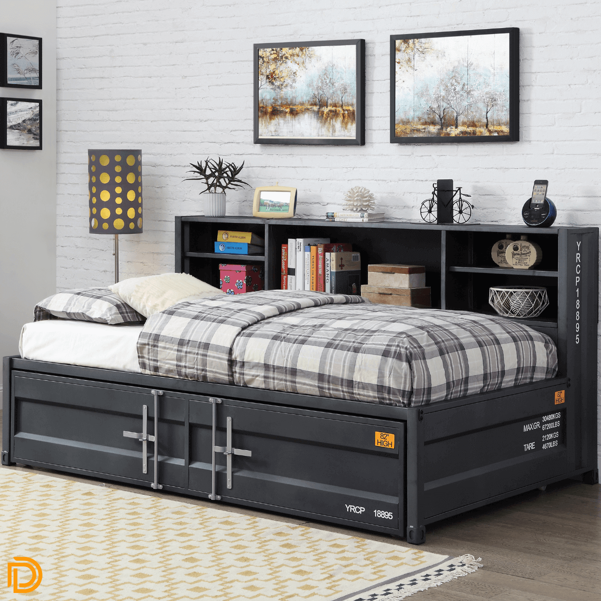 Industrial Style Cargo Twin/Twin Daybed & Trundle Bed W/ Storage