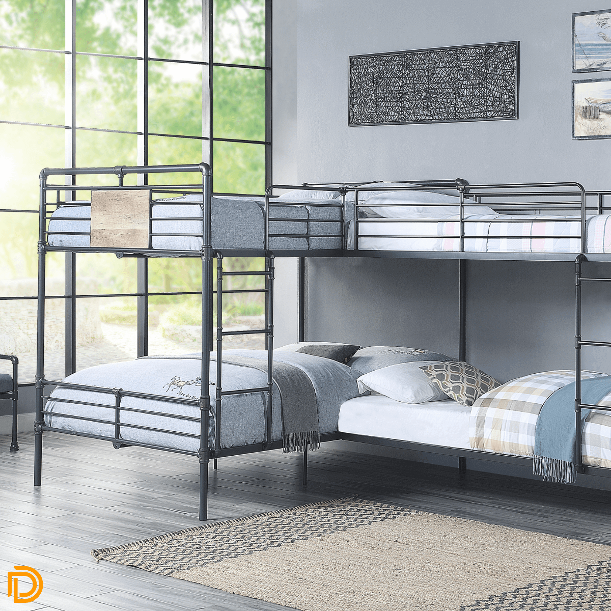 Cordelia Industrial Style Double Twin & Double Full Bunk Bed